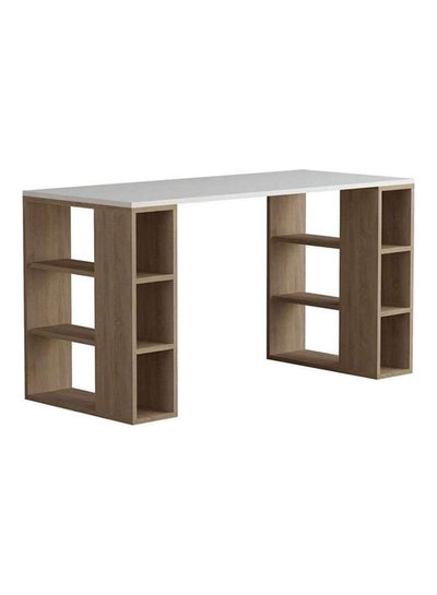 Buy 3-Tier Modern Desk White/Natural 140X75X60cm in Egypt