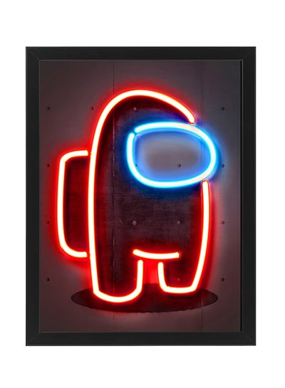 Buy Among Us Neon Wall Decor Poster With Frame Multicolour 30x40cm in UAE