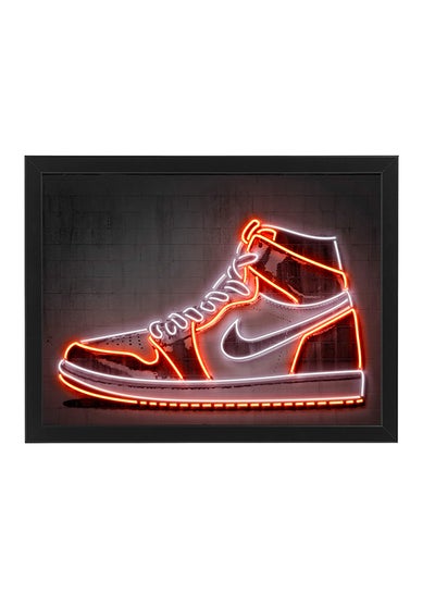 Buy Jordan Sneaker Neon Wall Decor Poster With Frame Multicolour 30x40cm in UAE