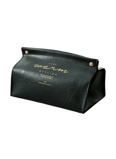 Buy Leather Tissue Storage Box Black 20x12x11cm in Saudi Arabia