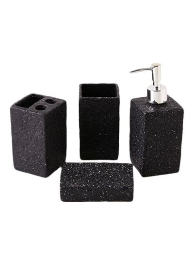 Buy Pack Of 4 Stone Finish Bath Set Black in Saudi Arabia