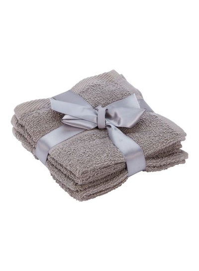 Buy 4-Piece Face Towel Set Grey 30x30cm in Saudi Arabia