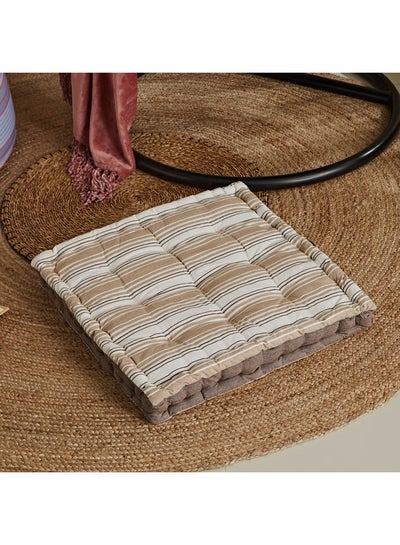 Buy Asher Yarn Dyed Floor Cushion cotton Beige 60 x 60cm in Saudi Arabia