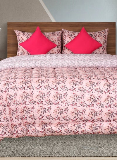 Buy Comforter Set King Size All Season Everyday Use Bedding Set 100% Cotton 5 Pieces 1 Comforter 215 x 240cm, 2 Pillow Covers 50x75cm,2 Cushion Covers 40x40cm, Shaded Pink Polyester Shaded Pink in UAE