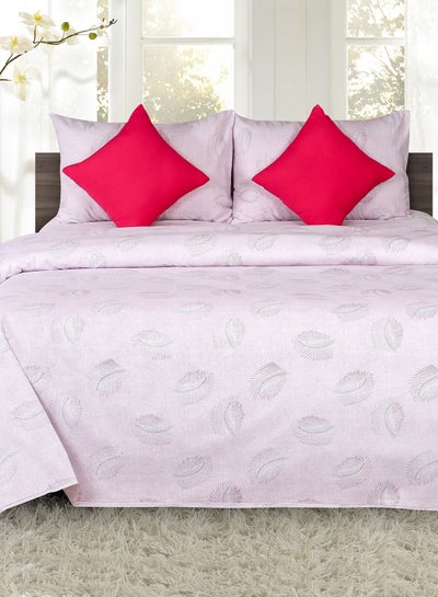 Buy Microfibre Duvet Cover, 2 Pillow Cover And 2 Cushion Cover -1 Duvet Cover  (215x240 cm)+ 2 Pillow Covers (50x75 cm) + 2 Cushion Covers (40x40 cm) cm Cotton Flamingo Pink King in UAE