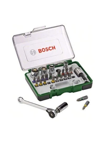 Buy 27-Piece Screwdriver Bit And Ratchet Silver 330grams in Saudi Arabia