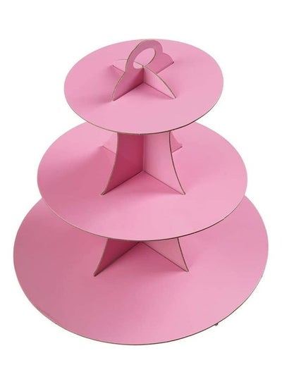 Buy 3 Tier Cake Display Stand And Fruit Plate Pure Pink in UAE