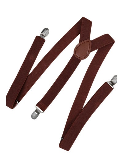 Buy Y-Shaped Clip-On Adjustable Suspender Belt Brown in UAE