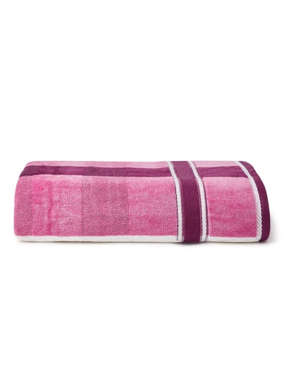 Buy Jumping Velor Stripe Pattern Bath Sheet Pink 80x160cm in UAE