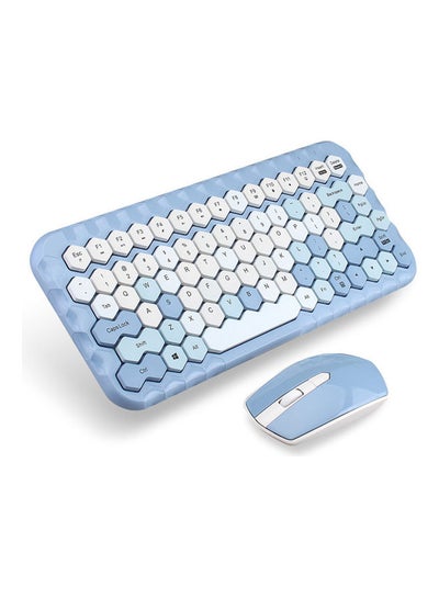 Buy Cordless Round Cap Keyboard and Mouse Set Blue in UAE