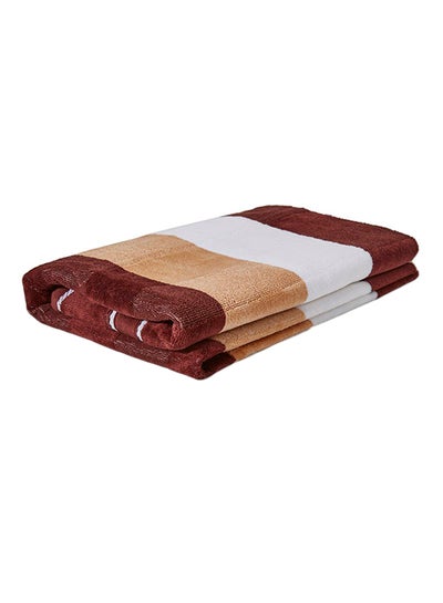 Buy Jumping Striped Bath Sheet Brown 80x160cm in Saudi Arabia