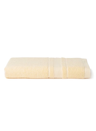 Buy Life Plain Fancy Border Hand Towel Yellow 50x90cm in UAE