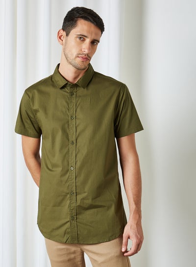 Buy Slim Fit Shirt Olive in UAE