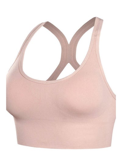 Buy Solid Pattern Scoop Neck Sports Bra Pink in UAE