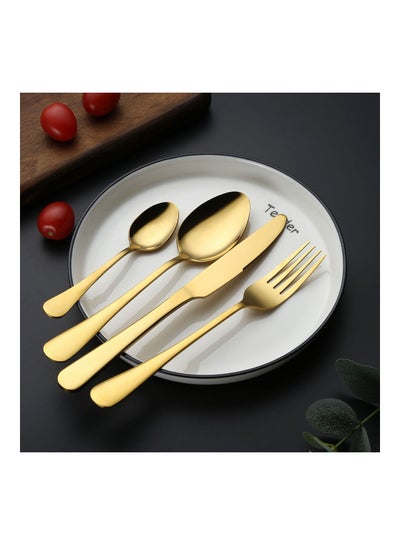 Buy 4-Piece Stainless Steel Cutlery Set Gold in UAE