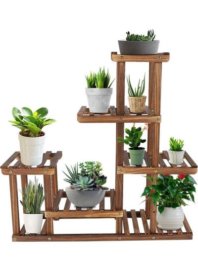 Buy 6 Levels Shelves Flower Plant Stand Brown in UAE