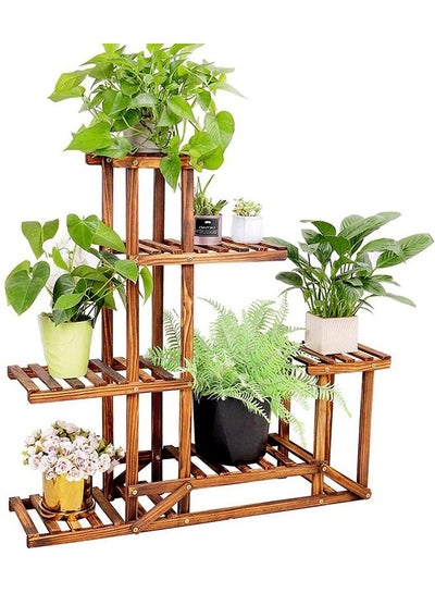 Buy Wooden Plant Rack Stand Brown in UAE