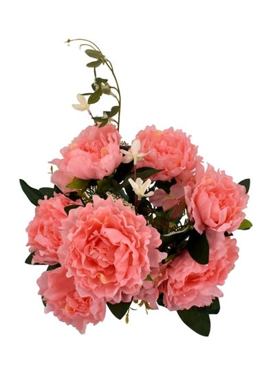 Buy Artificial Peony Flowers Pink/Green/White 28cm in UAE