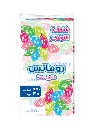 Buy Romance 550 sheet Soft Facial Tissues Set of 3 White in Egypt