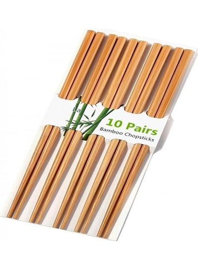 Buy 10 Pair Of Bamboo Chopsticks Brown 24cm in UAE