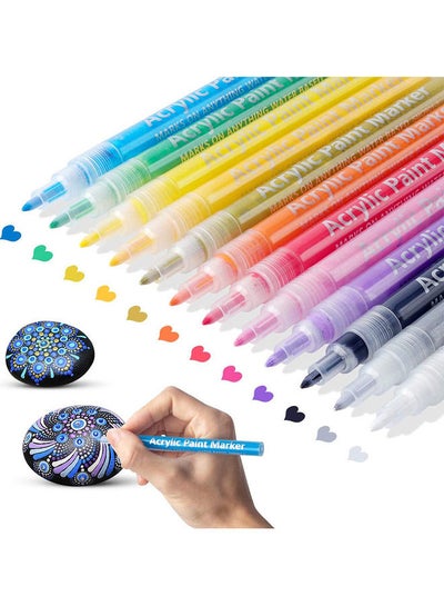Buy 12-Piece Acrylic Paint Markers Set Multicolour in UAE