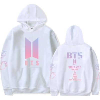 Buy BTS Logo Printed Oversized Hoodie White in UAE