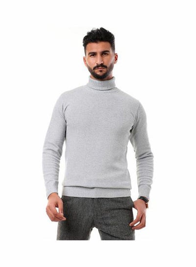 Buy Knitted Ribbed High Neck Grey in Egypt