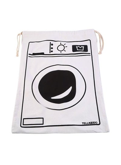 Buy Fabric Laundry Bag White/Black in Saudi Arabia