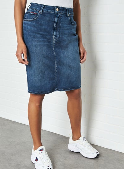 Buy High Waist Denim Skirt Dynamic Lora Dark Blue Str in UAE