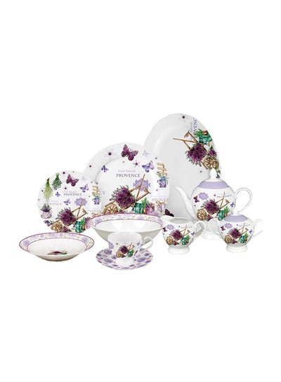 Buy 47-Piece Dinnerwear Set White/Purple in Saudi Arabia