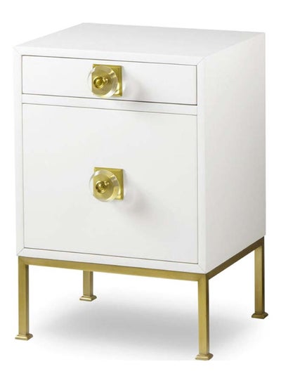 Buy Bedside Table Luxurious - Solid Wood Nightstand Comdina - Bedroom Furniture White/Gold 48x70x40cm in Saudi Arabia