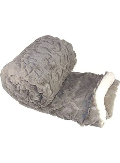 Buy Embroidery Batik Sherpa Throw Blanket cotton Grey 50 x 60inch in UAE