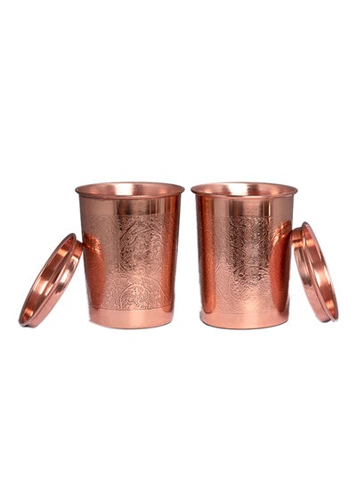 Buy Pack Of 2 Copper Glass Set Rose Gold 950ml in UAE