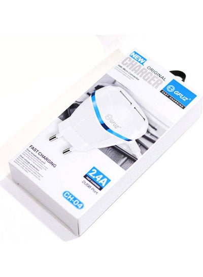 Buy CH-04 3 IN 1 Home/Travel Charger Built-In Cable 1 Meter Mico And 2 USB O/P White in Egypt