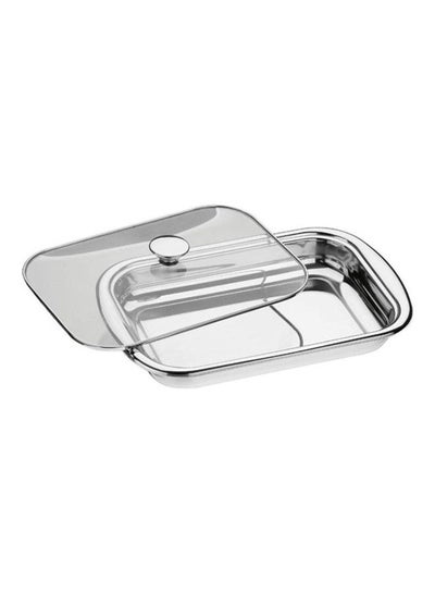 Buy Stainless Steel Roasting Pan With Glass Cover Cosmos Silver 43cm in Egypt