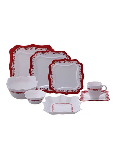 Buy 38-Piece Authentic Dinnerware: Large Plate: 29cm, 6 Medium Plate: 26 CM, 6 Plates:22CM, 6 Plates: 20.5 CM, 1 Large Bowl: 24 CM, 6 Bowl 12 cm, 6 Cups 220ml Red/White in Egypt