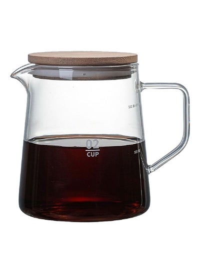 Buy Coffee Sharing Pot With Wooden Lid Clear 10x12x8cm in UAE