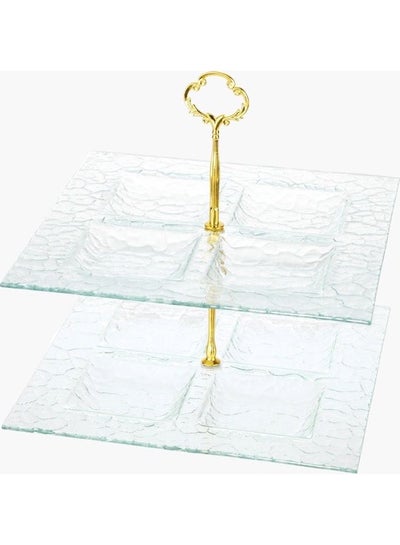 Buy Festive 2-Tier Glass Serving Tray Clear 15x26cm in Saudi Arabia