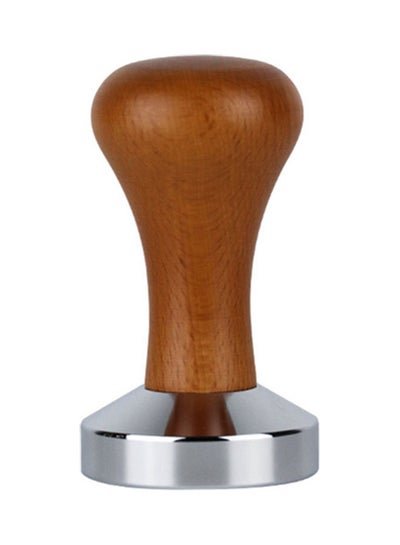 Buy Stainless Steel Coffee Tamper Flat With Wooden Handle Brown 51ml in UAE