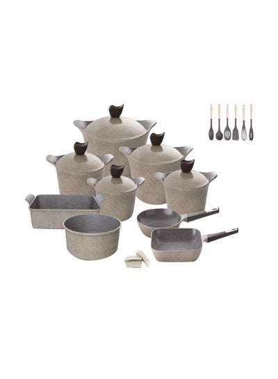 Buy 20-Pieces Granite Aeni Cookware Set Beige 18/20/22/24/28/26cm in Saudi Arabia