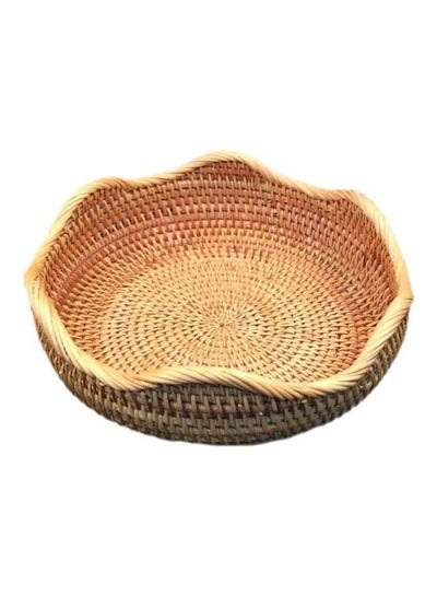 Buy Rattan Wave Style Woven Storage Basket Brown 30 x 10cm in UAE