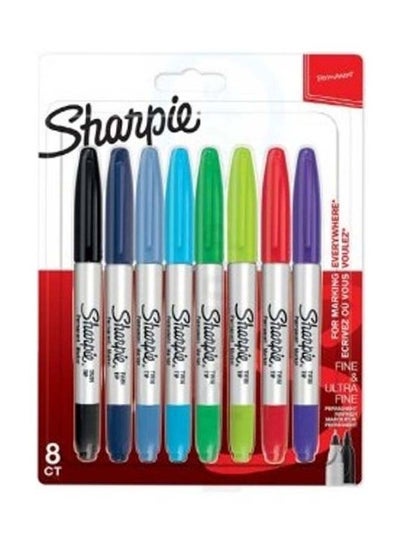اشتري طقم أقلام ماركر دائمة برأسين وبألوان متنوعة مكون من 8 قطع متعدد الألوان في السعودية