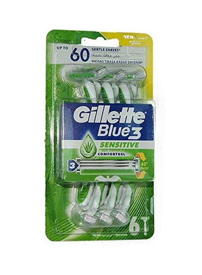 Buy 6-Piece Blue3 Sensitive Disposable Razors Multicolor in UAE