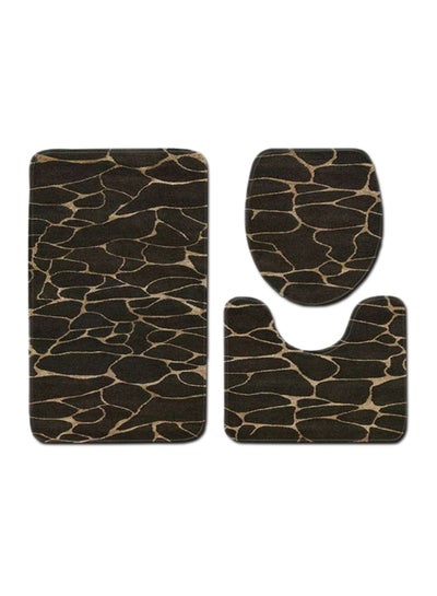 Buy 3-Piece Bathroom Toilet Anti-Slip Mat Set Black/Brown S in Saudi Arabia