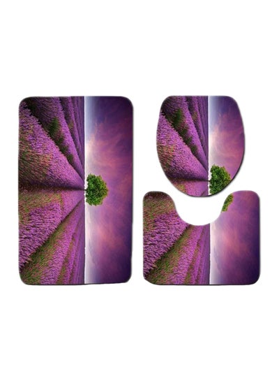 Buy 3-Piece Bathroom Toilet Anti-Slip Mat Set Purple/Green M in Saudi Arabia