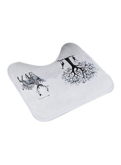 Buy Tree Printed U-Shaped Foot Mat White/Black in UAE