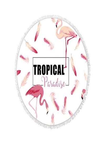 اشتري Round Shape Flamingos Pattern Tassel Beach Towel Microfiber Material Beach Towel متعدد الألوان في الامارات