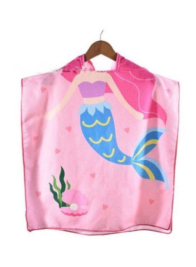 Buy Mermaid Printed Beach Towel Pink/Blue/Yellow in UAE