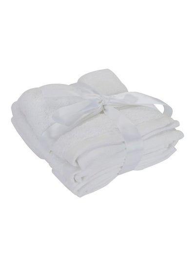 Buy 4-Piece Air Rich Face Towel Set White 30x30cm in Saudi Arabia