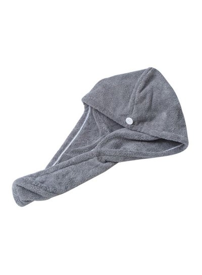 Buy Buttoned Hair Towel Wrap Grey 16x3x12cm in Saudi Arabia